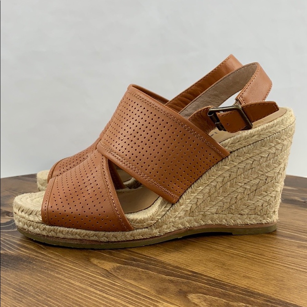BIALA brown leather wedge sandals size 38